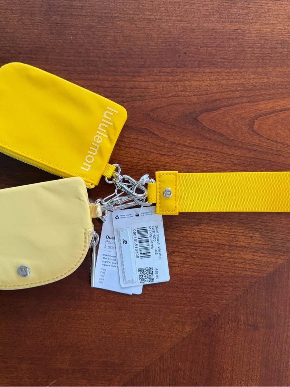 NWT lululemon Dual Pouch Wristlet Maize Yellow Lemon Wash